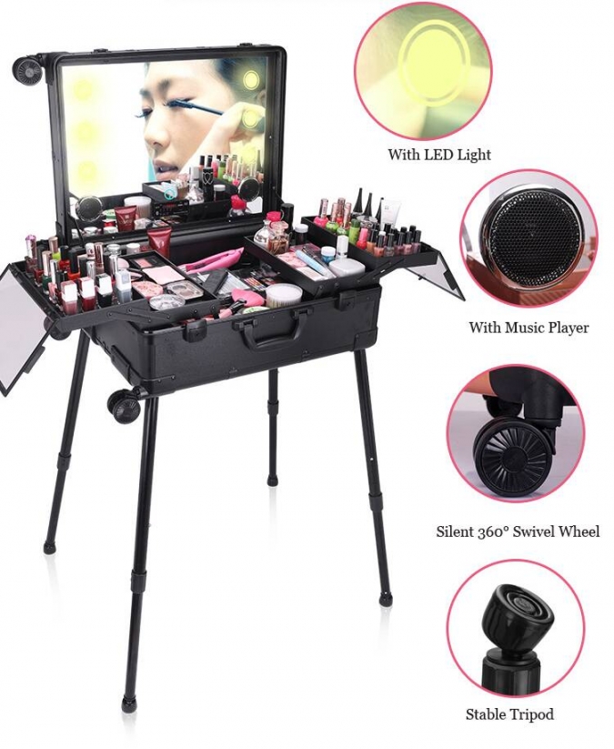 ow-5846 trousse de maquillage de voyage d'artiste de studio d'artiste professionnel conduit miroir 