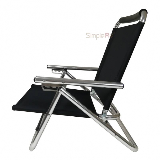 ow-r20 nouvelle chaise de plage pliante en aluminium avec double accoudoir noir 